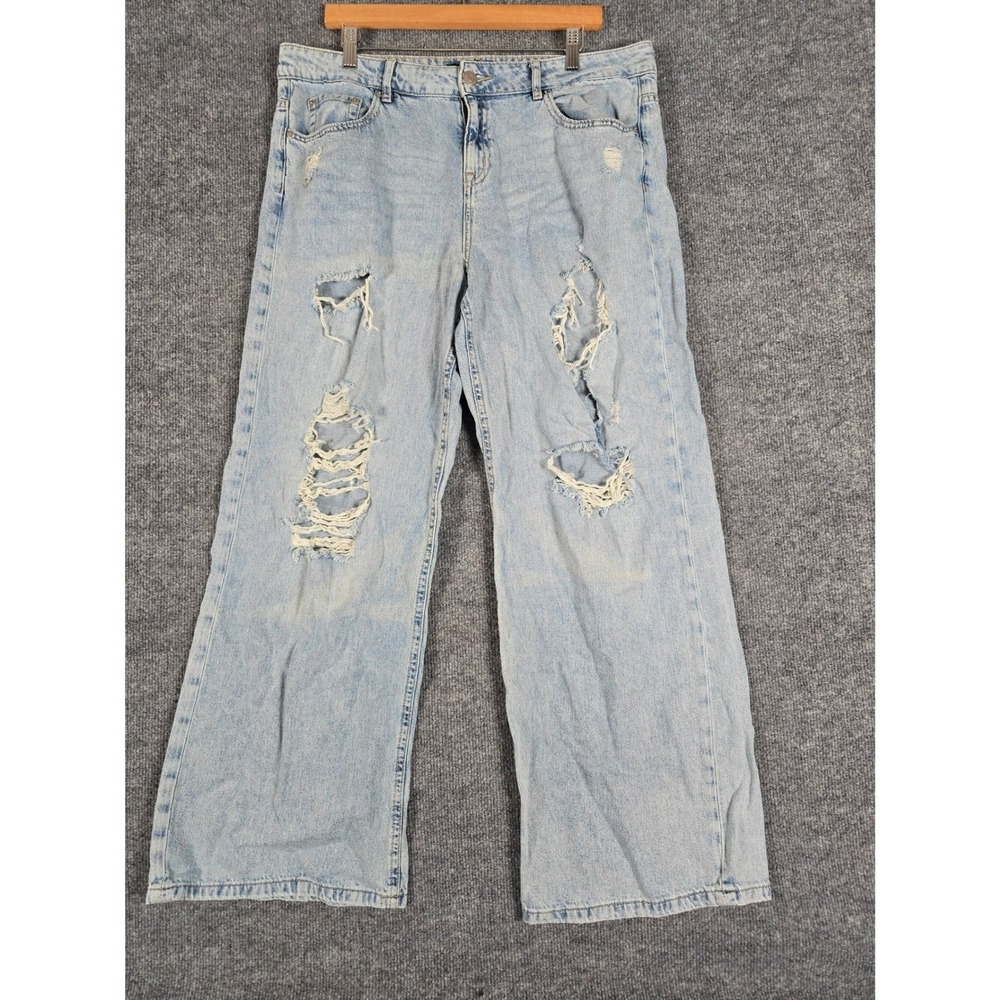 Aeropostale Light Blue Distressed Wide Leg Jeans